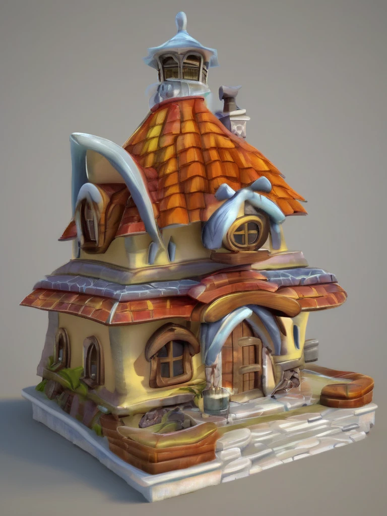 3D cartoon of fantasy house, ultra detail, high texture