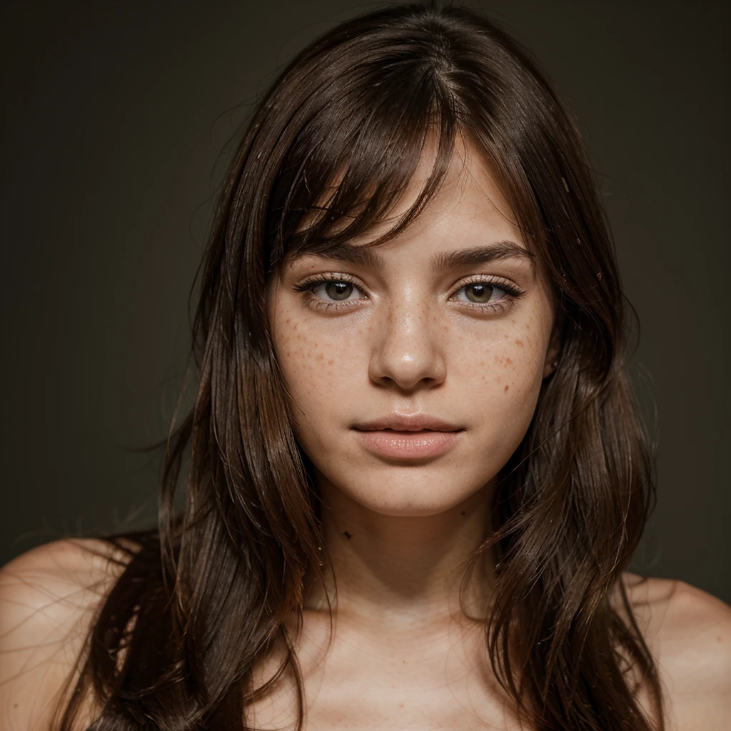 Ultra realistic photo portrait of a brunette with straight hair, south american, no makeup, few freckles, meticulous detailled, highly detailled, 4k, high resolution, award winning photography