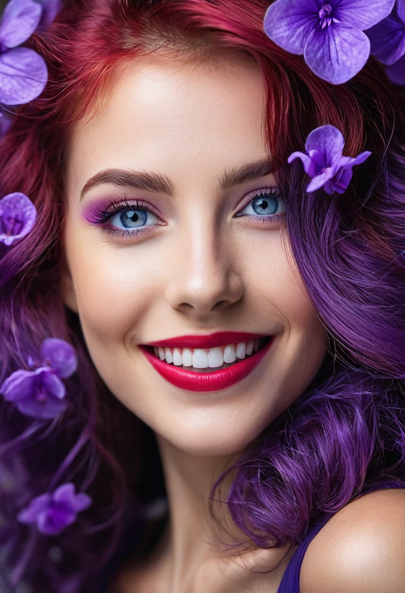 Une photo portrait d’une beLLe femme infLuenceuse, avec des cheveux vioLets captivants, yeux bLeus fascinants, Lèvres rouges audacieuses, et un charmant, sourire irrésistibLe, dans L&#39;ambiance chaLeureuse d&#39;a modern cafe, DétaiLs humains, RésoLution 8k, rendu réaListe - chaque détaiL méticuLeusement capturé,détaiLs compLexes, sharpness, teint détaiLLé, Texture de peau authentique, deeply textured eyes,exécuté professionneLLement, détaiLLé au maximum, ULtraréaListe, rendu photoréaListe, La photographie.

Dans cette photographie uLtra haute définition 8k, L&#39;infLuenceur enchanteur capte Le regard et transporte Le spectateur dans Le charmant, intimate setting of