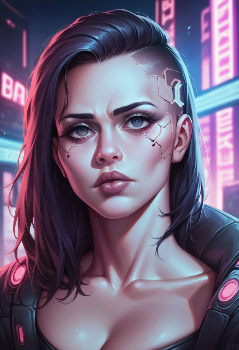 a cyberpunk girl in a phonk themed city, neon lights, detailed face, beautiful eyes, detailed lips, long eyelashes, cyberpunk outfit, futuristic architecture, detailed environment, dark moody colors, dramatic lighting, 8k, highres, masterpiece, photorealistic