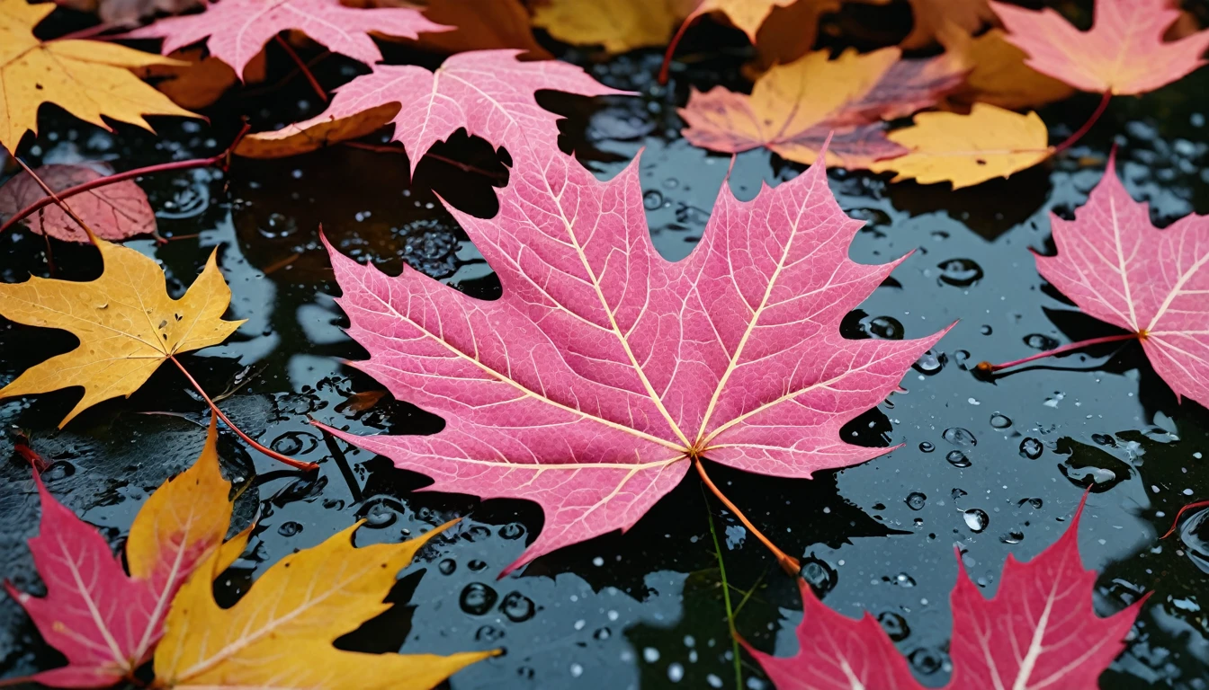 light pink leaves,winter leaves, magical round leaves leaves falling, snow is falling thinly,nature documentry footage, youtube video screenshot, today's featured photography 4k, autumn rain turkel, nature photography 4k, november, cinematic widescreen shot, leaves and magic, high quality screenshot, 2 0 2 1 cinematic 4 k framegrab, wide screenshot
