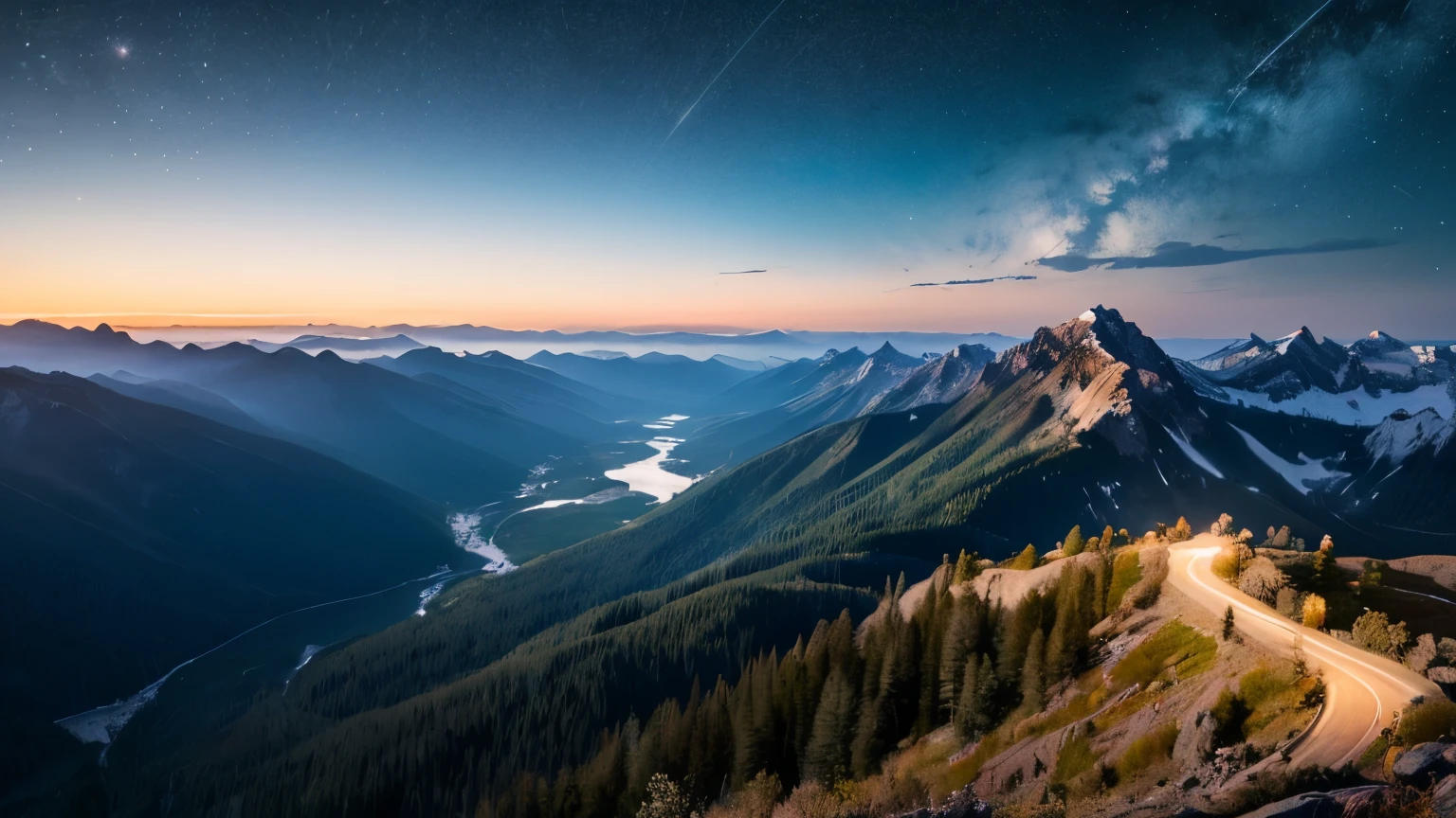 Starry Sky, Mountain landscape
