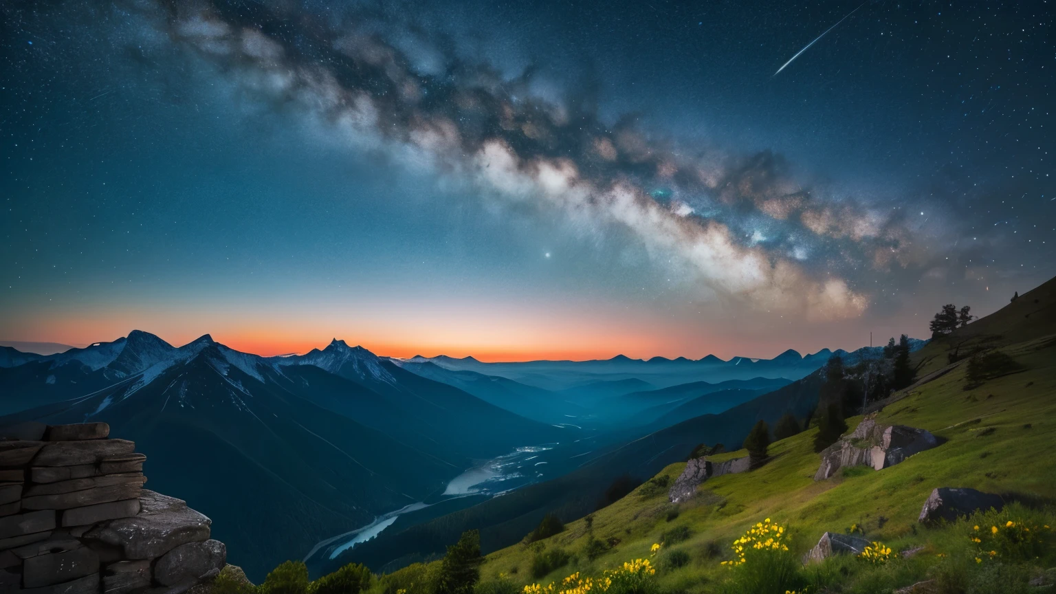 Starry Sky, Mountain landscape