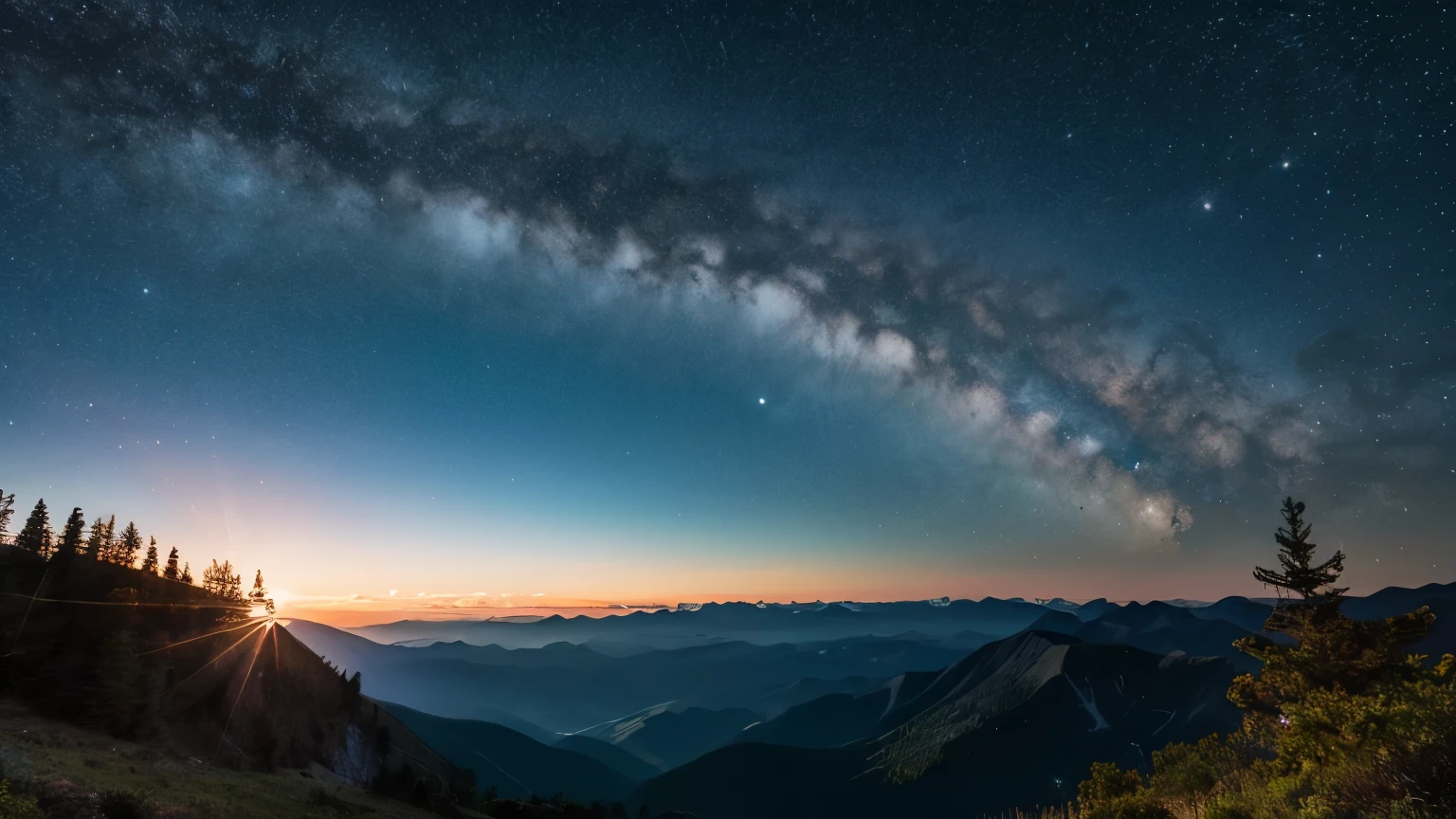 Starry Sky, Mountain landscape