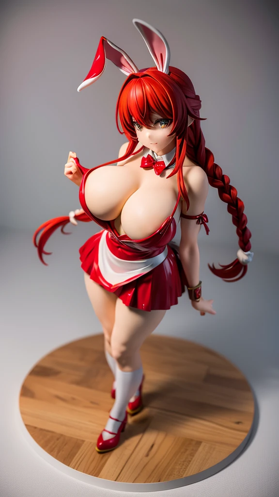 beautiful girl,Big Breasts,Rabbit Beastman,Red hair,Braid,Miko costume