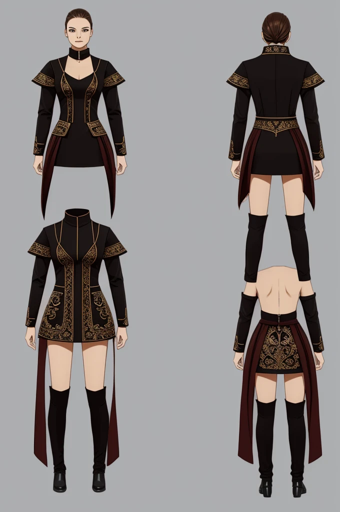 Character study and outfit design front and back unique design