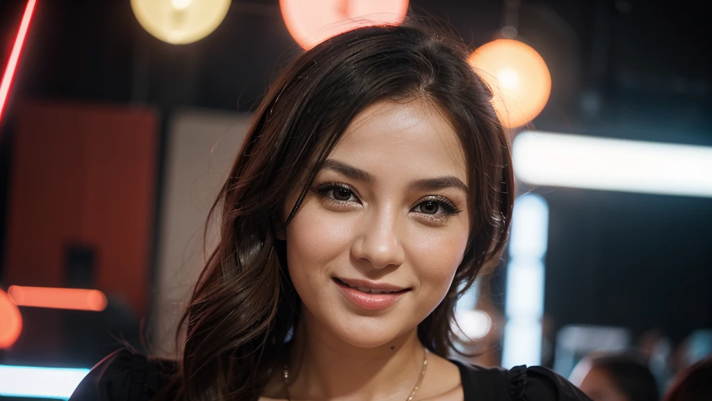 The thumbnail image is a young girl in her 30s, Elegant face, Bright smile, face as if feeling the music. Background font "Turkish pop" at the top is highlighted in bold, stylized text nhỏ hơn "2024", stylized text "Turkish Remix" at the bottom. The vibrant color combination of the pop music genre creates a vivid and attractive picture. Honest images, clear details, Highlight the girl&#39;s beauty and emotions.