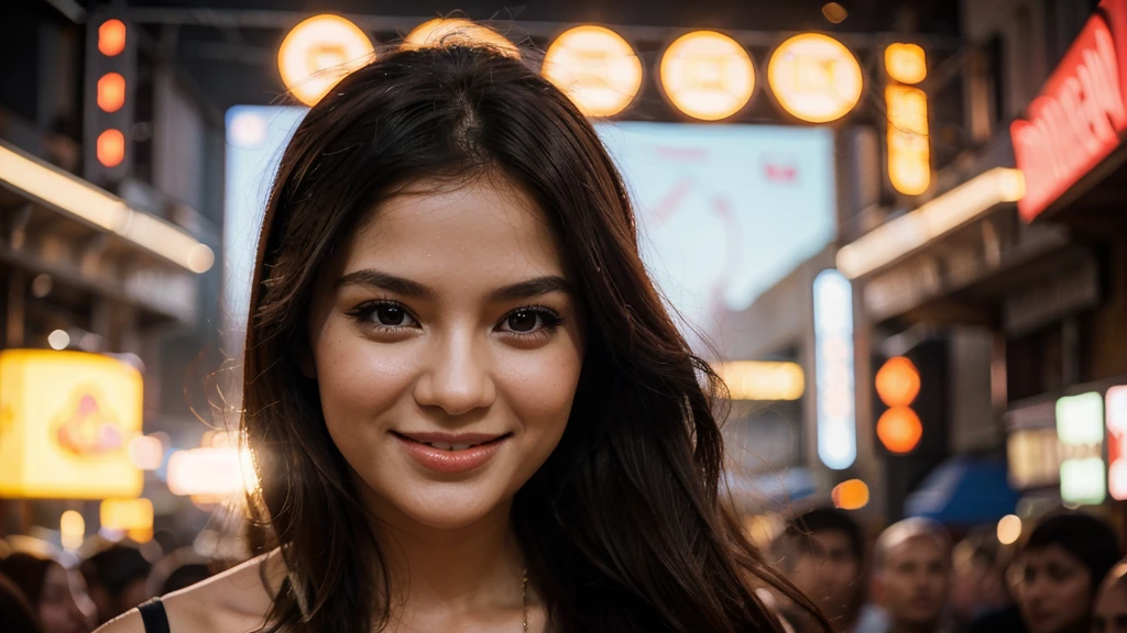 The thumbnail image is a young girl in her 30s, Elegant face, Bright smile, face as if feeling the music. Background font "Turkish pop" at the top is highlighted in bold, stylized text nhỏ hơn "2024", stylized text "Turkish Remix" at the bottom. The vibrant color combination of the pop music genre creates a vivid and attractive picture. Honest images, clear details, Highlight the girl's beauty and emotions.