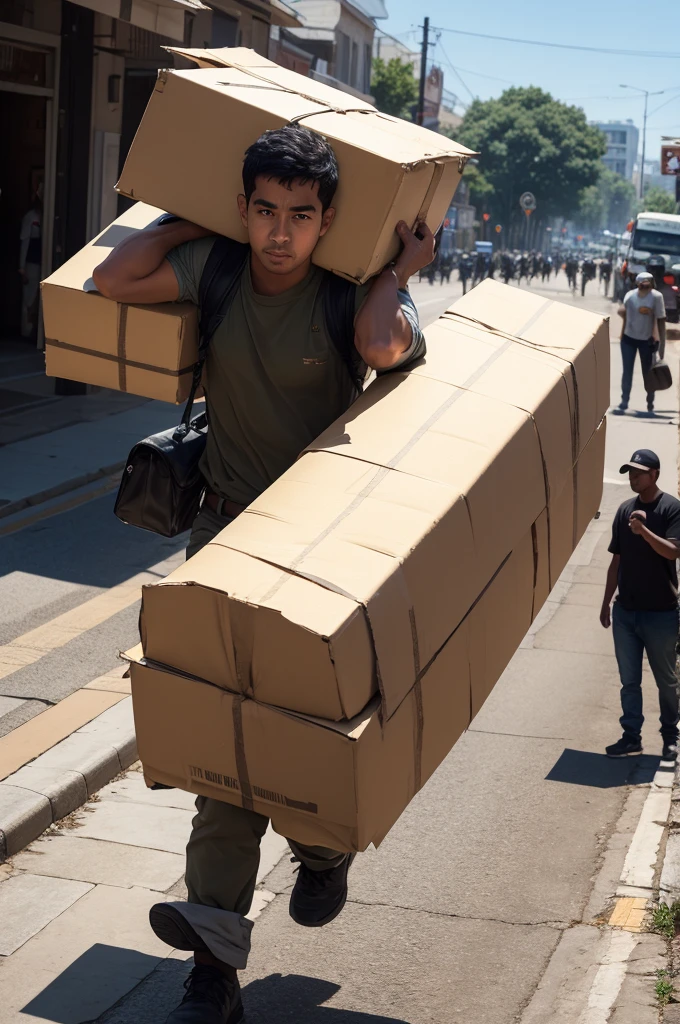 Show me someone carrying the heaviest thing in the world