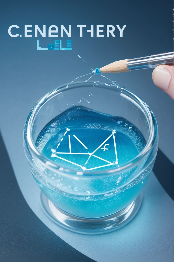 Create a chemistry logo, Chemical-Clean writing. cerulean