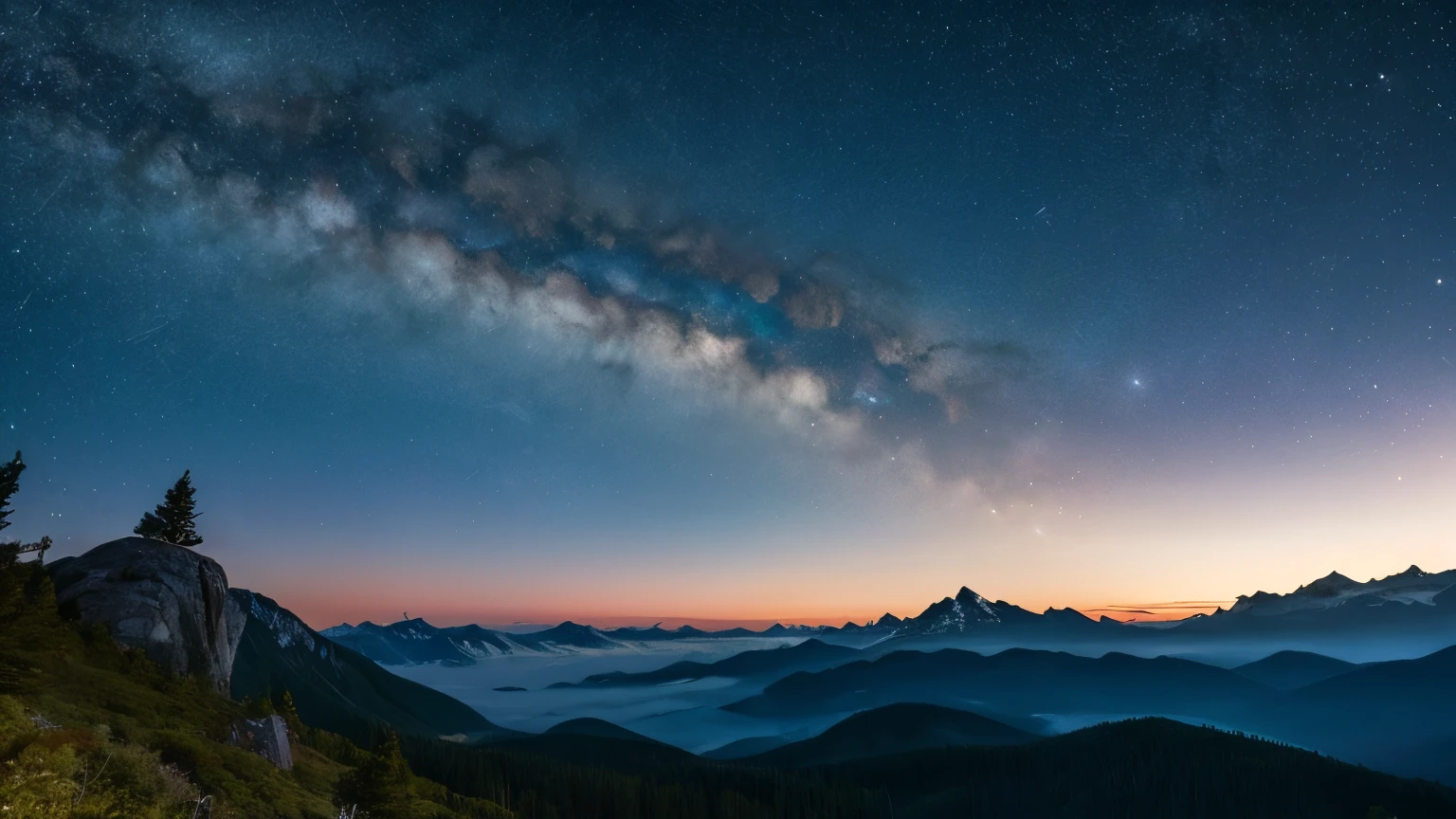 Starry Sky, Mountain landscape