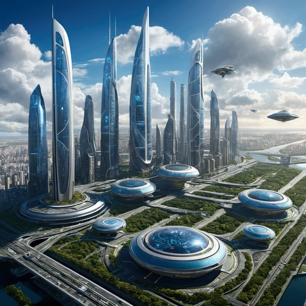 浮空島 天空城 浮空城市 futuristic city with futuristic flying vehicles and futuristic buildings, skyscrapers and flying cars, City of the Future, landscape of a City of the Future, City of the Future, 2055, in a City of the Future, Future Utopian City, Aerial view of cyberpunk city, beautiful City of the Future, otherwordly futuristic city, futuristic city, russian City of the Future 浮空島 天空城
