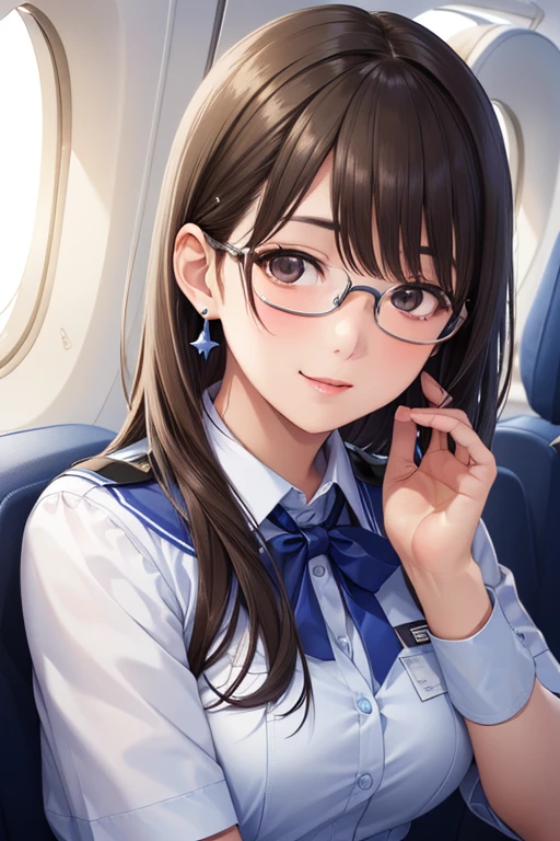 anegasaki nene、Shiny brown hair, short hair, (Beautiful brown eyes、Sparkling eyes, Fine grain)、smile、Ultra-detailed eyes、Very detailedな顔, Very detailedな目,


(8k, Highest quality, masterpiece:1.2), (Realistic, photo-Realistic:1.37), (High color saturation:1.0), (Very detailed肌), (Highest quality:1.0), (Ultra-high resolution:1.0) ,(Realistic:1.0), (Very detailed:1.0), (8k, RAW Photos:1.1), 
22 years old, (mysterious), Clear and detailed, ((Ana_flight attendant, _uniform)),, (aircraft, aircraft seats), Cute Face,, Run、stewardess。Glasses、Earrings、sexy、Cabin attendant、