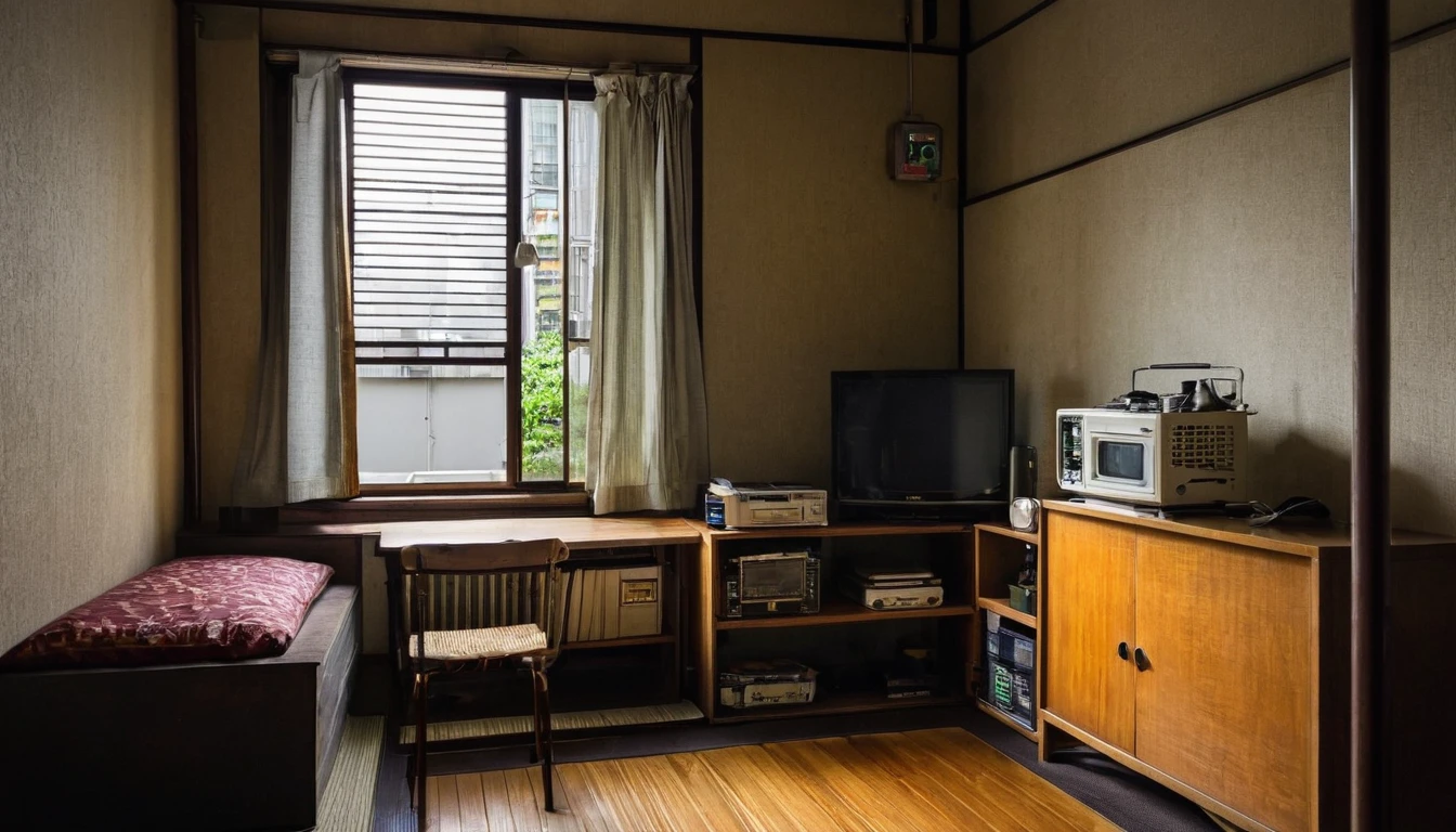 A room in an old apartment in a corner of Tokyo