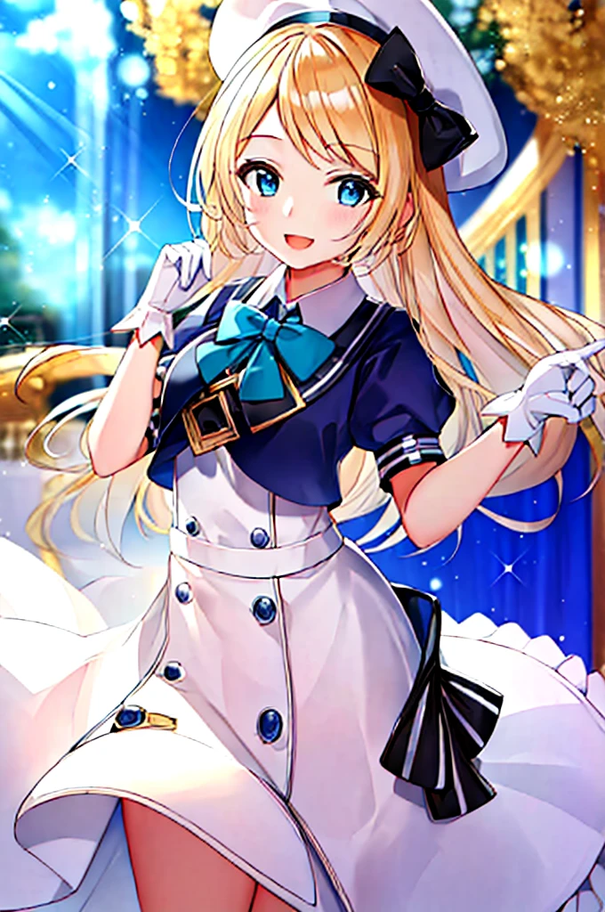 (masterpiece, Highest quality, detailed:1.3),(photograph:1.3), HD transparent background, High detail,cute,One Girl, cute表情, smile,、Sparkling eyes、hat、uniform、dance、