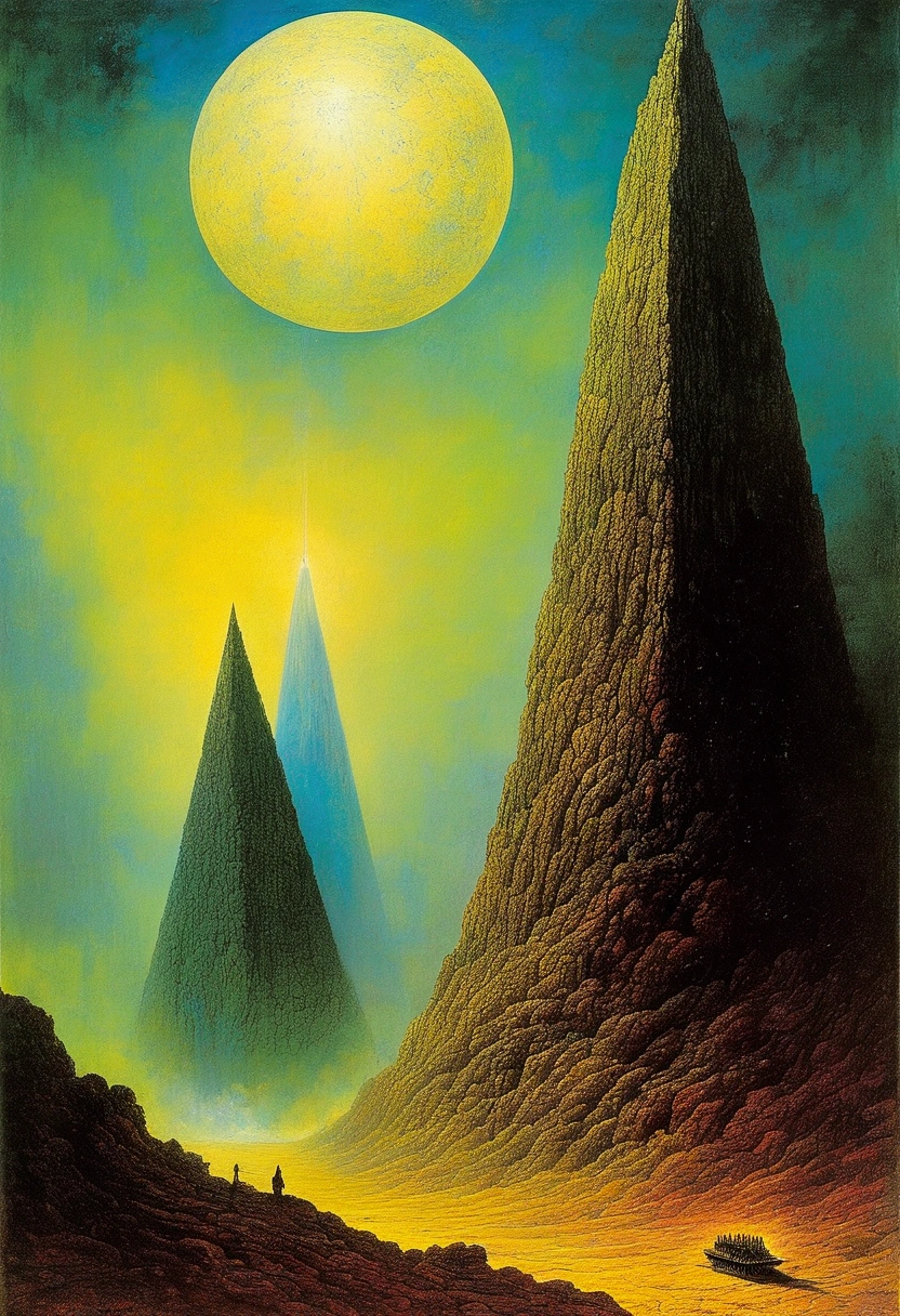 Relics of ancient alien civilization,Old sci-fi posters, author:Zsław Beksinski 和 Jean.Gillot