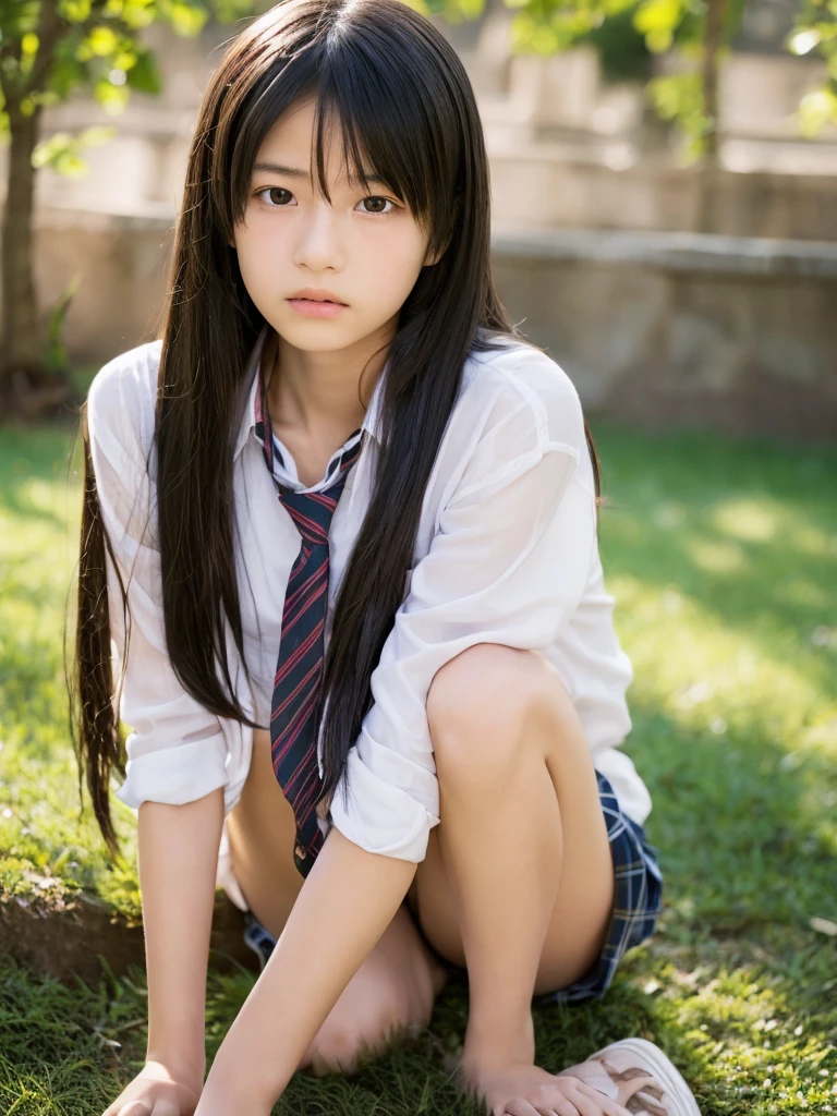 one Japanese beautiful girl, (a beauty 12 years oldの少女, Delicate girl:1.3), (12 years old:1.3),Angry expression,Photograph from the knee up,
break, (Clothes that reveal the naked body:1.3),
break, Very fine grain definition, (Symmetrical eyes:1.3),
break, (School changing room, Outdoor:1.3),
break, Small breasts, Black Hair, 12 years oldの美少女,
break, (Eye and facial details:1.0),
break, (masterpiece, Highest quality, Super detailed, Detailed face, 8k)