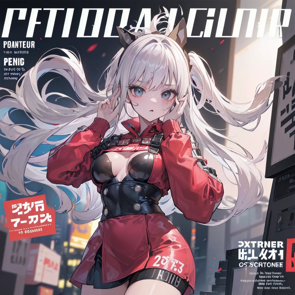 ((((dramatic))), (((Grainy))), (((intense))) film poster featuring a young platinum white hair woman as the central character. She stands have confidencely in the center of the poster, wearing a stylish and edgy Harajuku-inspired hip hop Costume, with a determined Performance on her face. The background is aesthetic atmospheric dark and Grainy, With danger and tension. The article is bold and to attract attention, with a Catchy tagline that adds to the overall feeling of drama and excitement. The color palette is mainly dark with splashes of Vibrant neon colors, giving the poster a dynamic and visually impressive appearance,tachi-e
(magazine:1.3), (cover-style:1.3), fashionable, woman, Vibrant, Costume, Sexy seductive poses, front, colorful, dynamic, background, element, have confidence, Performance, Holding, statement, accessories, Majestic, Coiled, The surrounding area, touch, scene, article, cover, bold, to attract attention, title, stylish, font, Catchy, Heading, big, impressive, Modern, trend, concentrated, fashion,