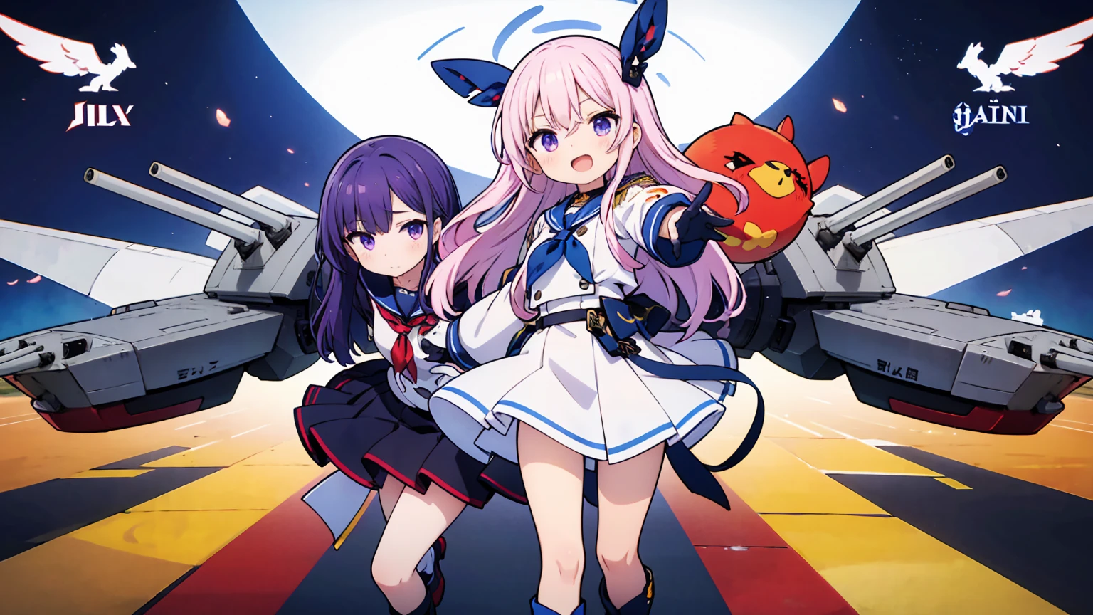 Character Name: Javelin Game: Azur Lane Appearance: Javelin has long purple hair. She is wearing a white and blue sailor uniform with a black neckerchief. She is also wearing white gloves and boots. Personality: Javelin is a cheerful and energetic person who loves to fight. She is also a bit of a tomboy and can be a bit clumsy. Abilities: Javelin is a powerful destroyer who can deal a lot of damage to enemies. She is also able to fire torpedoes that can deal even more damage. Additional details Javelin is one of the most popular characters in Azur Lane. She is often depicted in fan art and cosplay. Javelin is also the mascot of the Japanese destroyer Javelin (DDG-152). Uni-winged, ,sea