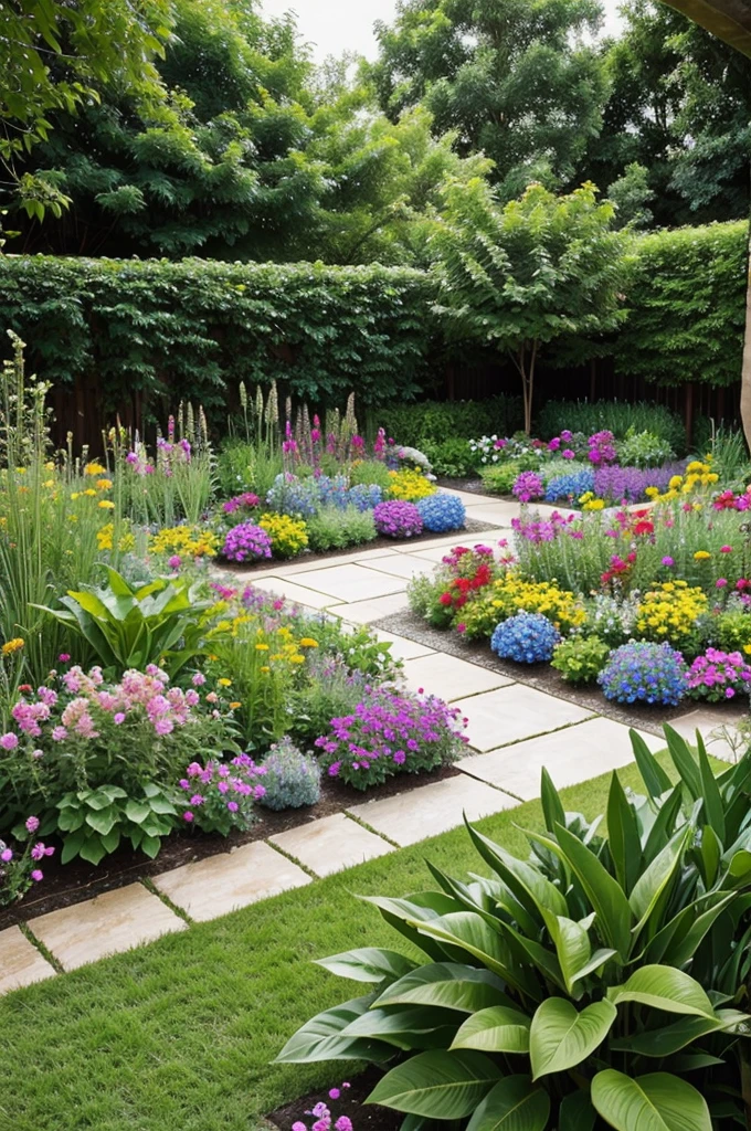 A photo of a colourful garden