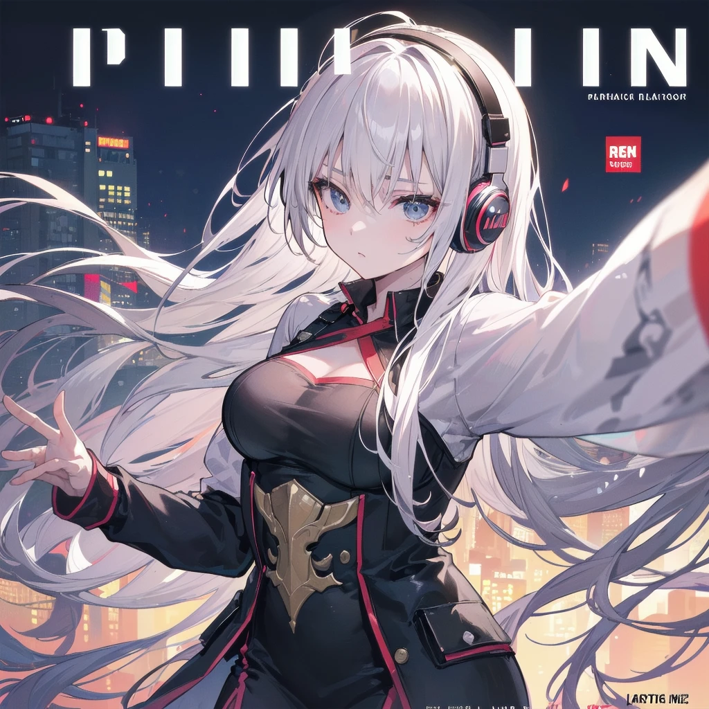 ((((dramatic))), (((Grainy))), (((intense))) film poster featuring a young platinum white hair woman as the central character. She stands have confidencely in the center of the poster, wearing a stylish and edgy Harajuku-inspired hip hop Costume, with a determined Performance on her face. The background is aesthetic atmospheric dark and Grainy, With danger and tension. The article is bold and to attract attention, with a Catchy tagline that adds to the overall feeling of drama and excitement. The color palette is mainly dark with splashes of Vibrant neon colors, giving the poster a dynamic and visually impressive appearance,tachi-e
(magazine:1.3), (cover-style:1.3), fashionable, woman, Vibrant, Costume, Sexy seductive poses, front, colorful, dynamic, background, element, have confidence, Performance, Holding, statement, accessories, Majestic, Coiled, The surrounding area, touch, scene, article, cover, bold, to attract attention, title, stylish, font, Catchy, Heading, big, impressive, Modern, trend, concentrated, fashion,1 Girl, night, , Urban Crossroads、Girl wearing headphones, late night , Listening to music alone, City Pop, high quality, 綺麗なnight景、Lo-Fi, Chill, late night,Urban hustle and bustle、 crowd, ,nightの街中 futuristic night,