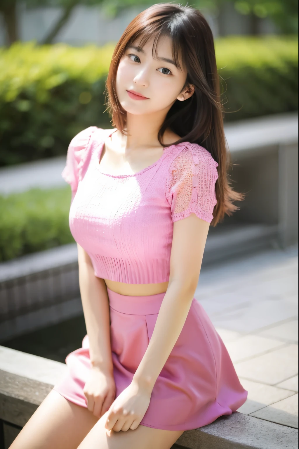 arafed asian woman in a pink top posing for a picture, 18 years old, 2 , 21 years old, 2 7 years old 6 years old, 2 3 yearsears old, 2 9 ysian girl, kore-year-old girl