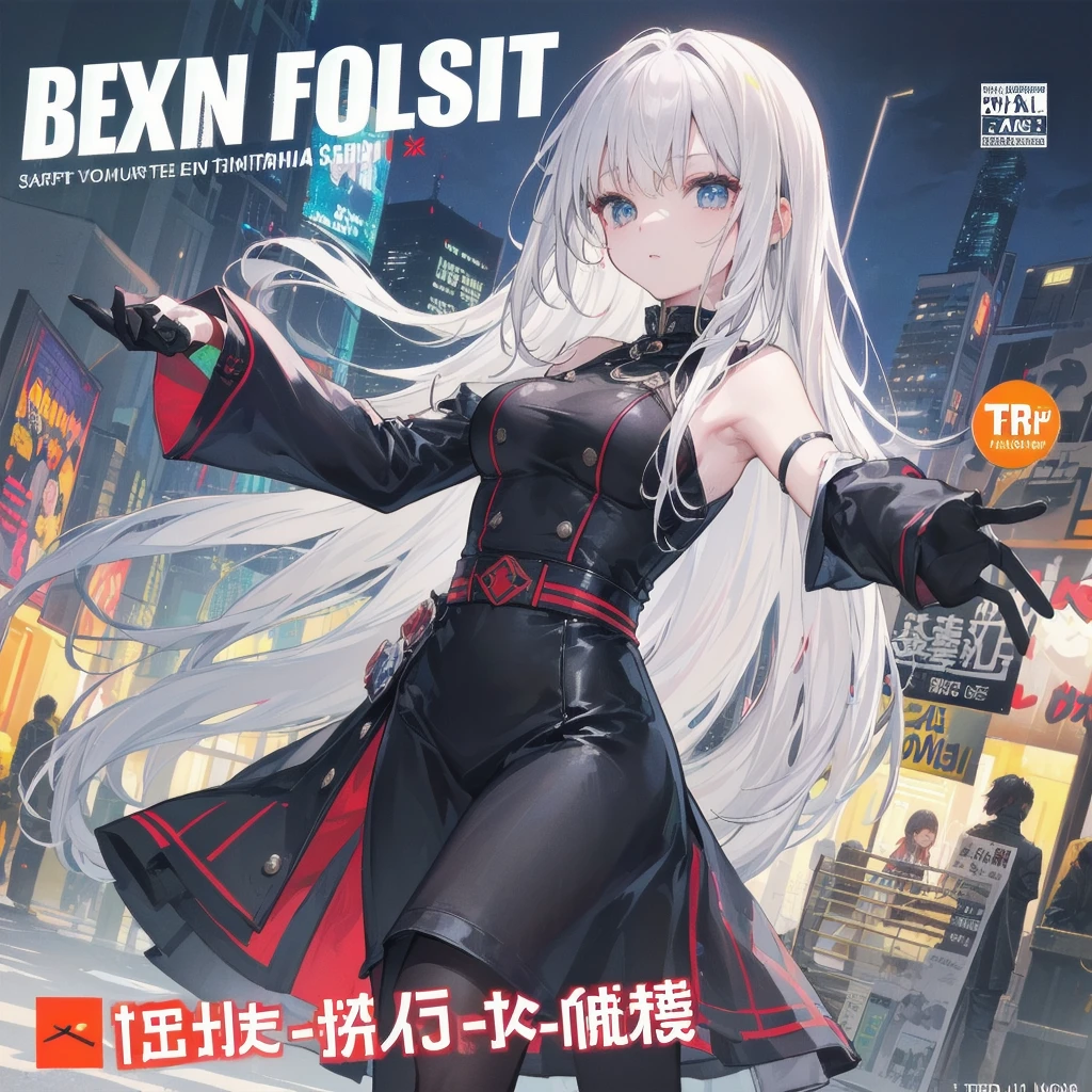 ((((dramatic))), (((Grainy))), (((intense))) film poster featuring a young platinum white hair woman as the central character. She stands have confidencely in the center of the poster, wearing a stylish and edgy Harajuku-inspired hip hop Costume, with a determined Performance on her face. The background is aesthetic atmospheric dark and Grainy, With danger and tension. The article is bold and to attract attention, with a Catchy tagline that adds to the overall feeling of drama and excitement. The color palette is mainly dark with splashes of Vibrant neon colors, giving the poster a dynamic and visually impressive appearance,tachi-e (magazine:1.3), (cover-style:1.3), fashionable, woman, Vibrant, Costume, Sexy seductive poses, front, colorful, dynamic, background, element, have confidence, Performance, Holding, statement, accessories, Majestic, Coiled, The surrounding area, touch, scene, article, cover, bold, to attract attention, title, stylish, font, Catchy, Heading, big, impressive, Modern, trend, concentrated, fashion,(Highest quality、masterpiece、High resolution、8k)、Vibrant colors、woman1名、Long black hair、whole body、barefoot、thin、(Detailed face、Beautiful Eyes、Beautiful Nose、Pretty lips)、白いドレスを着たwomanが高くジャンプする、Official Art、blue sky、Wide sandy beach、Wide forest、