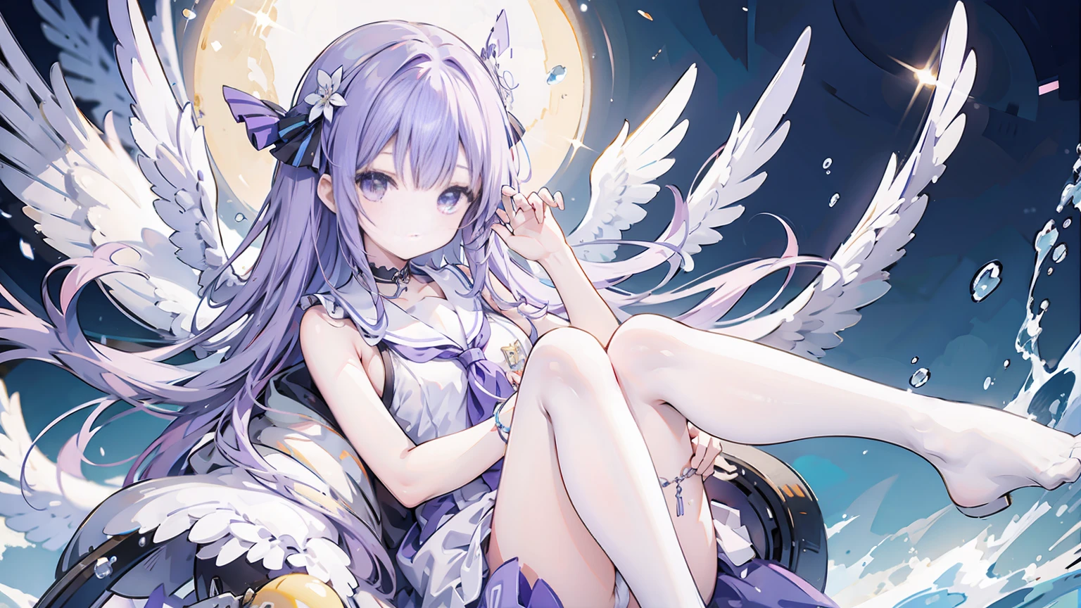 Purple long hair、maritime、、Uni-wingd