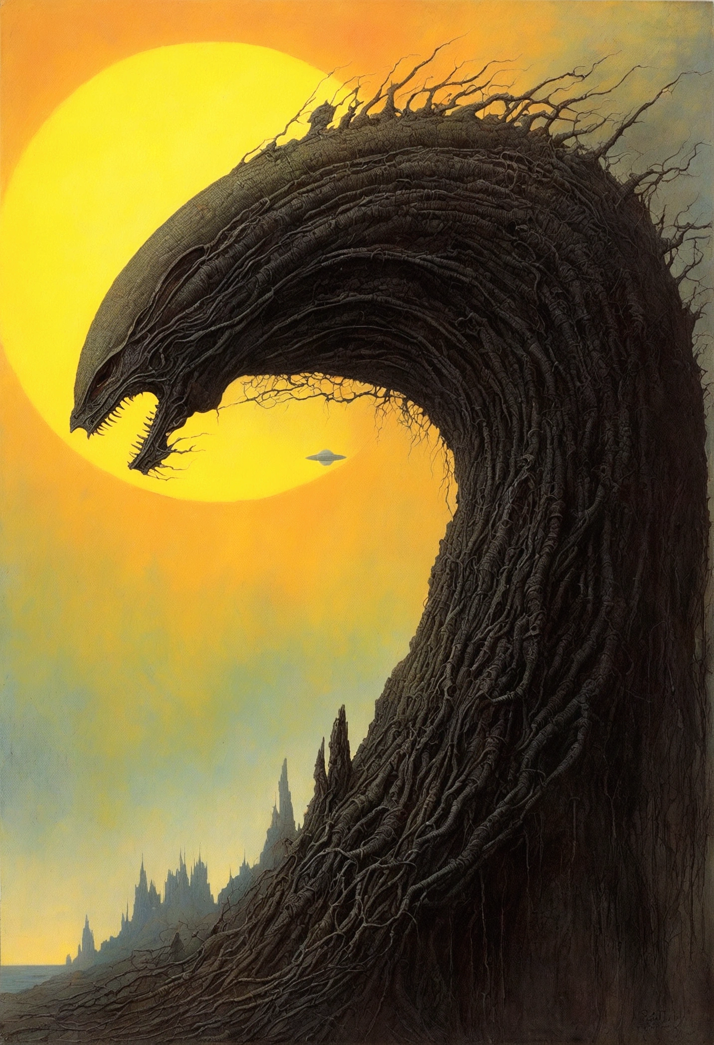 Alien Dead Monster Ruins,Old sci-fi posters, author:Zsław Beksinski 和 Jean.Gillot