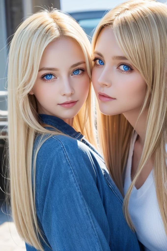 Noble siblings Blonde hair Blue eyes Mature impression