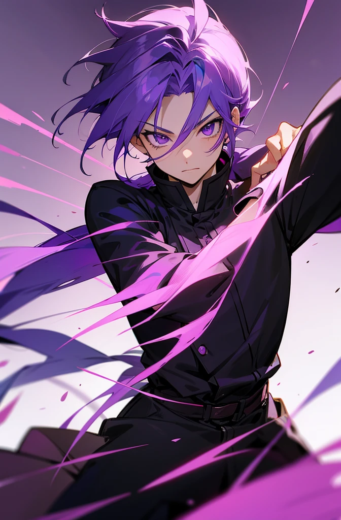 Purple hair and purple eyes anime boy