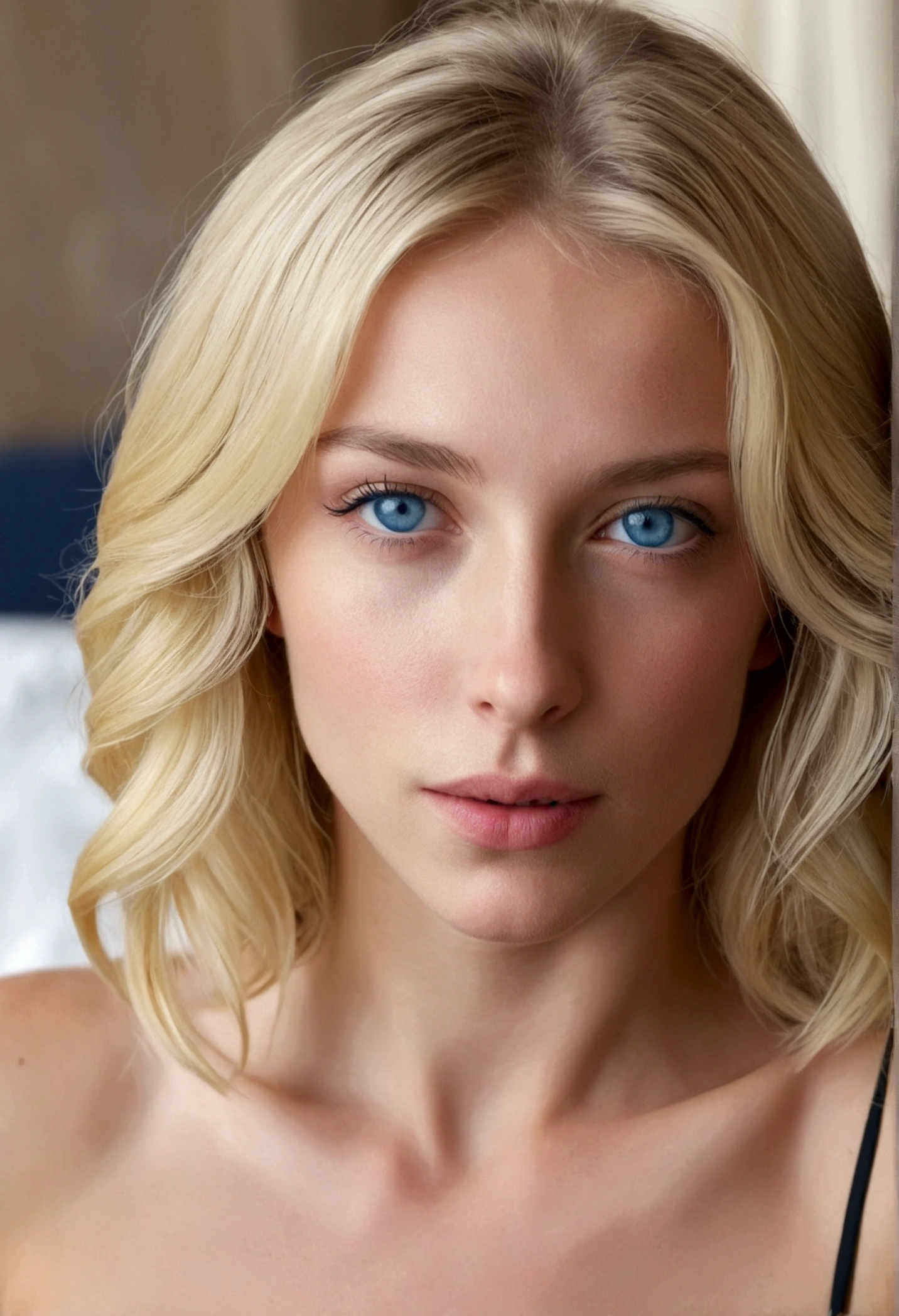 French woman, young, blond hair, blue eyes, en position de sex,
