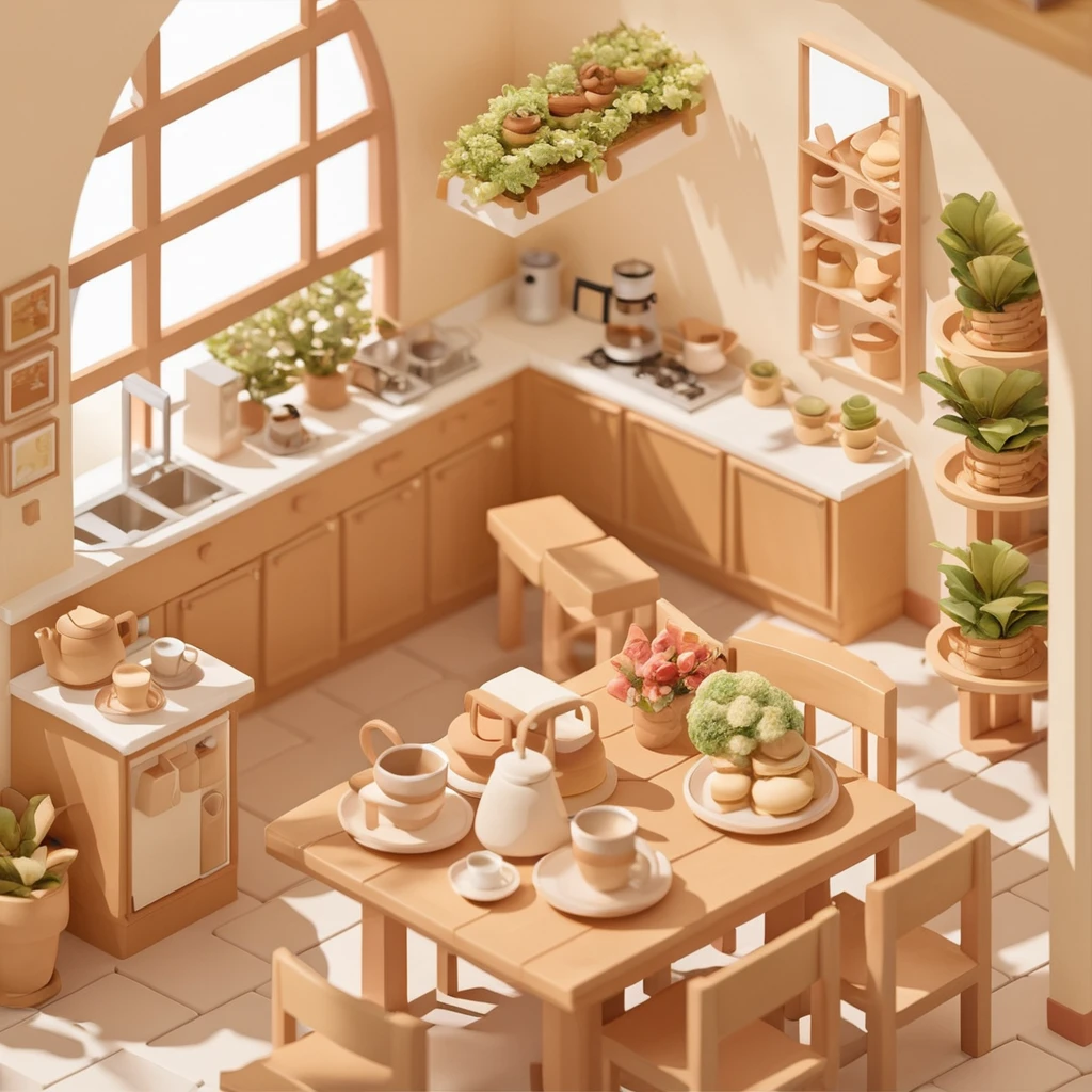 (Isometric Art:1.5)，cafes，indoor，Simple background,, Xiaofangzi, 