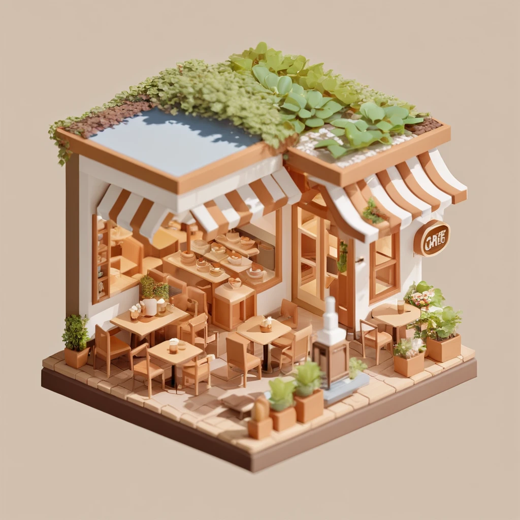 (Isometric Art:1.5)，cafes，indoor，Simple background,, Xiaofangzi, 