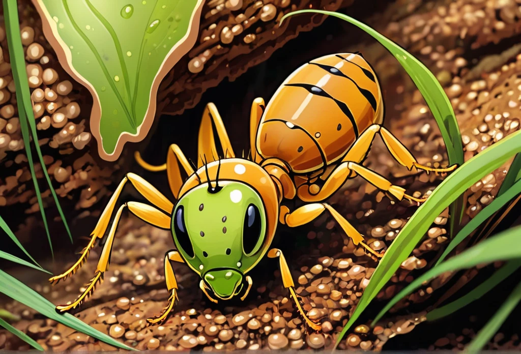 Illustrations of Termites, different views point s masterpiece best quality:1.2) delicate illustration ultra-detailed, illustrations, bright, colourful,
