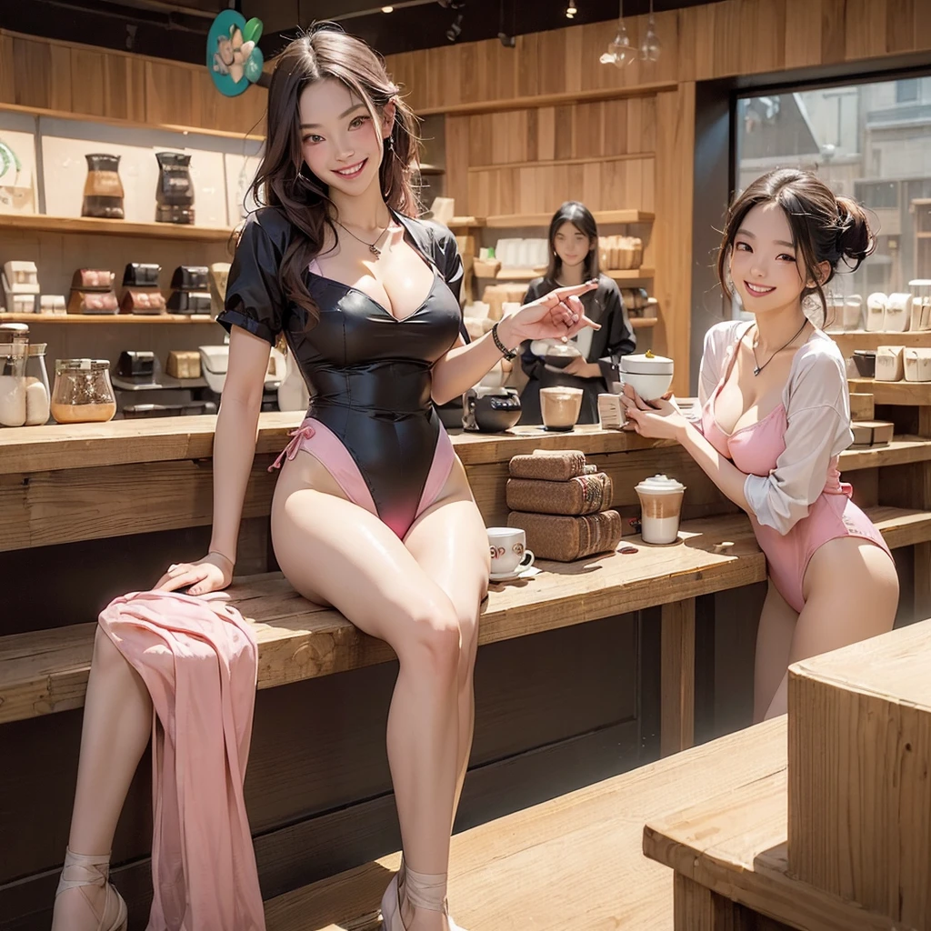 (((((((((Emphasize cleavage)))))))))
(((((((((Three Women)))))))))
((((((((((Woman wearing a pink high leg leotard))))))))))
((((((White skin))))))
((((((Heavy makeup))))))
((((((Beautiful Face))))))
(((((((((Full body photo)))))))))
(((((((お洒落でcuteInside the Starbucks store)))))))
8k、RAW Photos、Highest quality、Super detailed、Super Resolution、Ultra HD、8k wallpaper、Amazing details
(((((((((((Inside the Starbucks store)))))))))))、
((((((Sit down and eat cake、Drink Starbucks coffee、smile))))))、((Heart Necklace)) Modern and sleek design:Interior design using natural materials、Many of the designs are warm and made using wood and metal.。 Large windows:自然光をたっぷり取り入れるためのLarge windowsがあり、Providing a bright and open space。 Green Interior:Potted plants are effectively placed、It creates a relaxing atmosphere。 artwork:Works by local artists、Starbucks-related art on display。 Cozy seating:Cushioned chairs and sofas、Bar sheet etc.、A variety of seating options available。 Open kitchen area:Being able to see how drinks and food are made、We provide peace of mind and transparency。 Unique lighting:Antique lamps and chandelierodern lighting fixtures are used。 Comfortable background music:Relaxing music is playing、A comfortable space is provided。 Wide々Table space:一人でもグループでも使いやすいWide々There is a table with。 Community Table:There is a large table where you can socialize with other customers.。 Seasonal decorations:The decorations are themed according to the season.。 Design with a local feel:The design incorporates the local culture and characteristics.。 Fragrance production:コーヒーの香りが店内にWideがり、A space that satisfies the five senses has been created.。 Conversation with a barista:フレンドリーなConversation with a baristaが楽しめるカウンターエリアがあります。 8k、RAW Photos、Highest quality、masterpiece:1.2、Super detailed、Super Resolution、Ultra HD、8k wallpaper、Amazing details、Photorealistic:1.4、Having fun by the water、Full Body Shot、Full body photo、High-resolution RAW color photos、Professional photos、A scene full of emotion、Very detailed and beautiful、Ultra HD、8k wallpaper、Amazing details、Huge file sizes、Highly detailed beautiful girls、Highly detailed face Highly detailed eyes、Extremely realistic skin、 Highly detailed fingers, Highly detailed nose, Highly detailed mouth, Perfect Anatomy, Highly detailed background, Highly detailed clothing, Teen, cute女の子, Famous Japanese Idols, cute, Realistic body, Slender, White skin, Glowing Skin, Slim body, Realistic Face, Delicate eyes, double eyelid,
