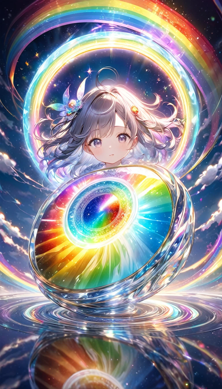 Highest quality, Super Fine, 16K, Incredibly absurd, Very detailed, delicate and dynamic, Multiple Translucency, Rainbow Magic Circle, ,, Prism special effects, mirror, illumination, Swirling dark aura, And beyond the universe,masterpiece.16K, Ultra-high resolution, Ultra-high resolution, to be born,wonderful ,future、Iridescent、The world 30 years from now。