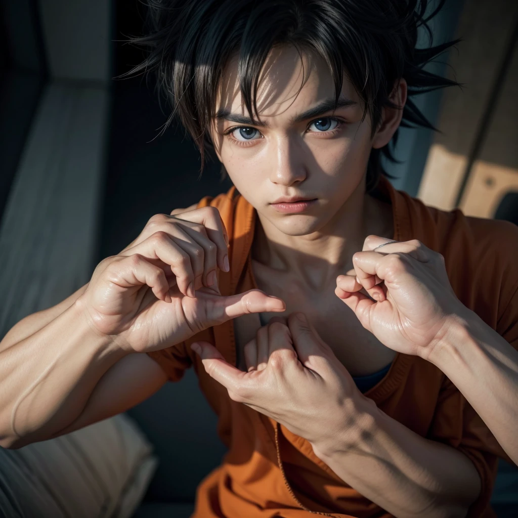 Goku,de olhos fechados, with hands like that🙏