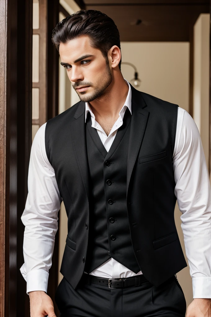 A man in black under vest 