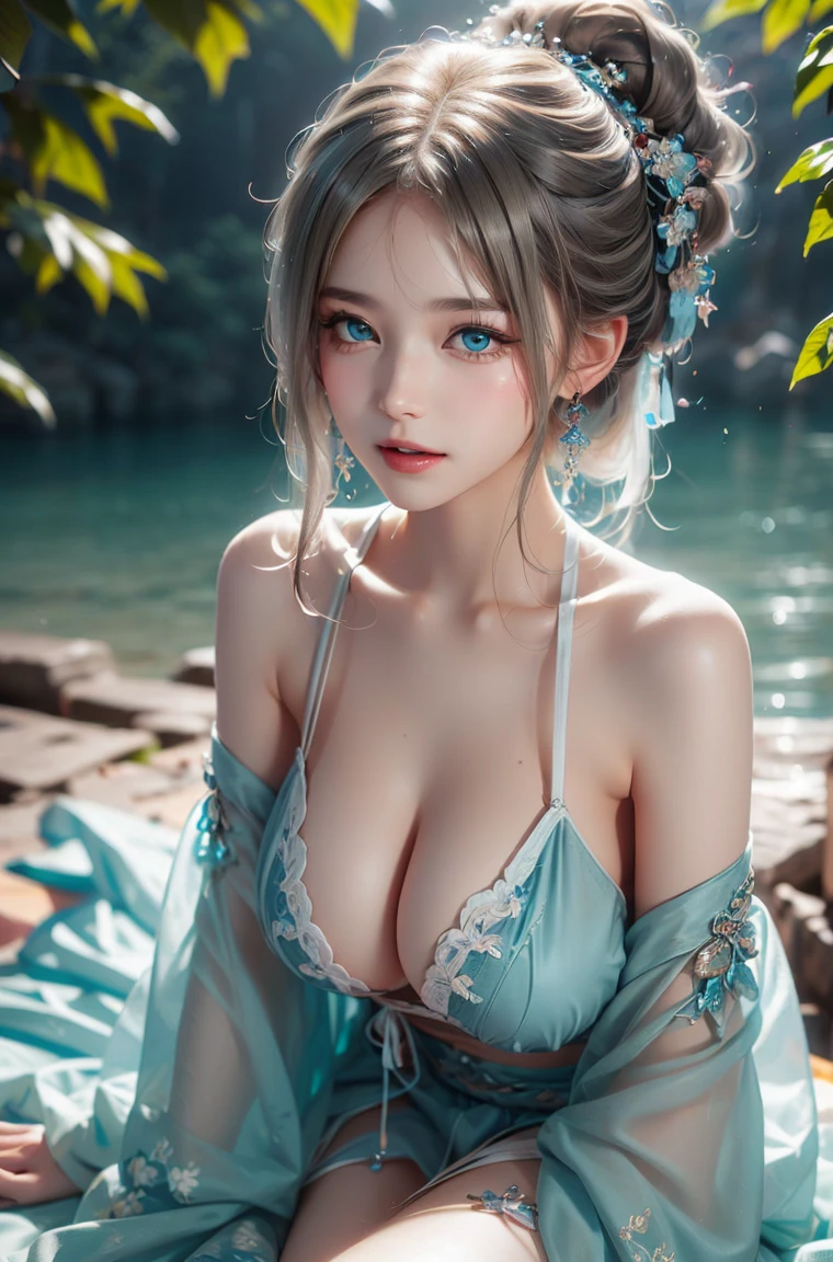 ((Bare shoulders)), Cleavage, Large Breasts, , (Hit the knee), (Surreal), (figure), (Increased resolution), (8k), (Very detailed), (Best figure), (Beautiful and delicate eyes), (Highest quality), (Very detailedな), (masterpiece ), ( wallpaper), (Detailed face),one blonde, curl,(High top fade in and out:1.3), (Laugh brightly, Bright expression), Dark Theme, Calm tone, pastel colour, High Contrast, (Natural skin texture, Surrealism, Soft Light, impatient),Exposure Blending, Medium Shot, Bokeh, (Human Development Report:1.4), High Contrast, (movie, blue green and orange:0.85), (pastel colour, fade, Calm tone:1.3), High saturation, (Very detailedな:1.2),(Big Breasts :1.2)