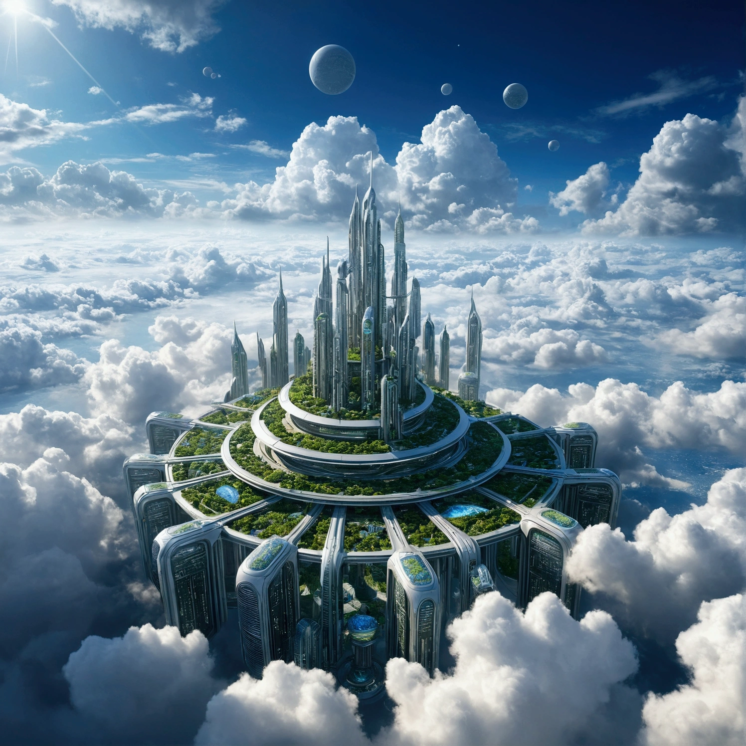 Futuristic city with clouds in the sky, Floating city in the sky, Floating city on clouds, Floating Land in the Clouds, 在幻想Sci-fi city, Future Utopian City, Floating city, Sci-fi city, Huge futuristic temple city, Future utopian metropolis, Future Utopian Fantasy, Abandoned flying future city, Otherworldly city of the future
