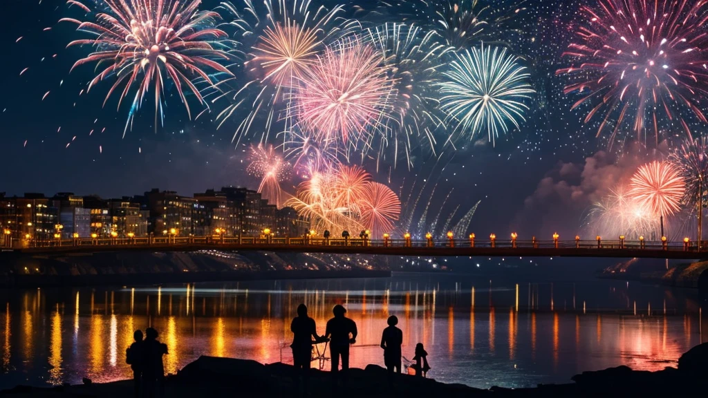 river night firework Highest quality anime