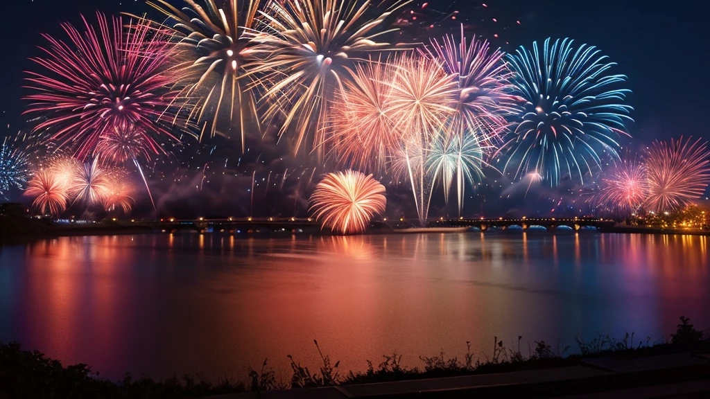 river night firework Highest quality anime