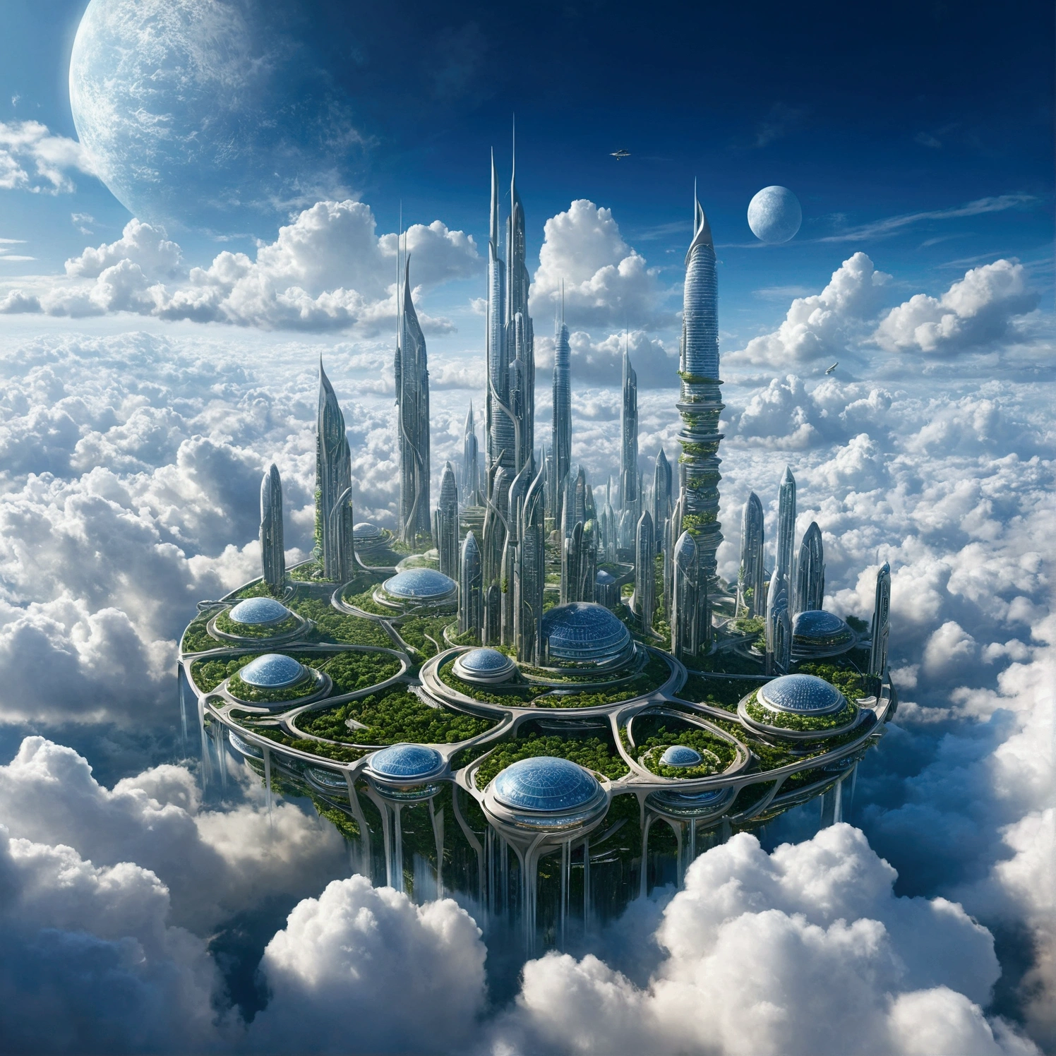 Futuristic city with clouds in the sky, Floating city in the sky, Floating city on clouds, Floating Land in the Clouds, 在幻想Sci-fi city, Future Utopian City, Floating city, Sci-fi city, Huge futuristic temple city, Future utopian metropolis, Future Utopian Fantasy, Abandoned flying future city, Otherworldly city of the future