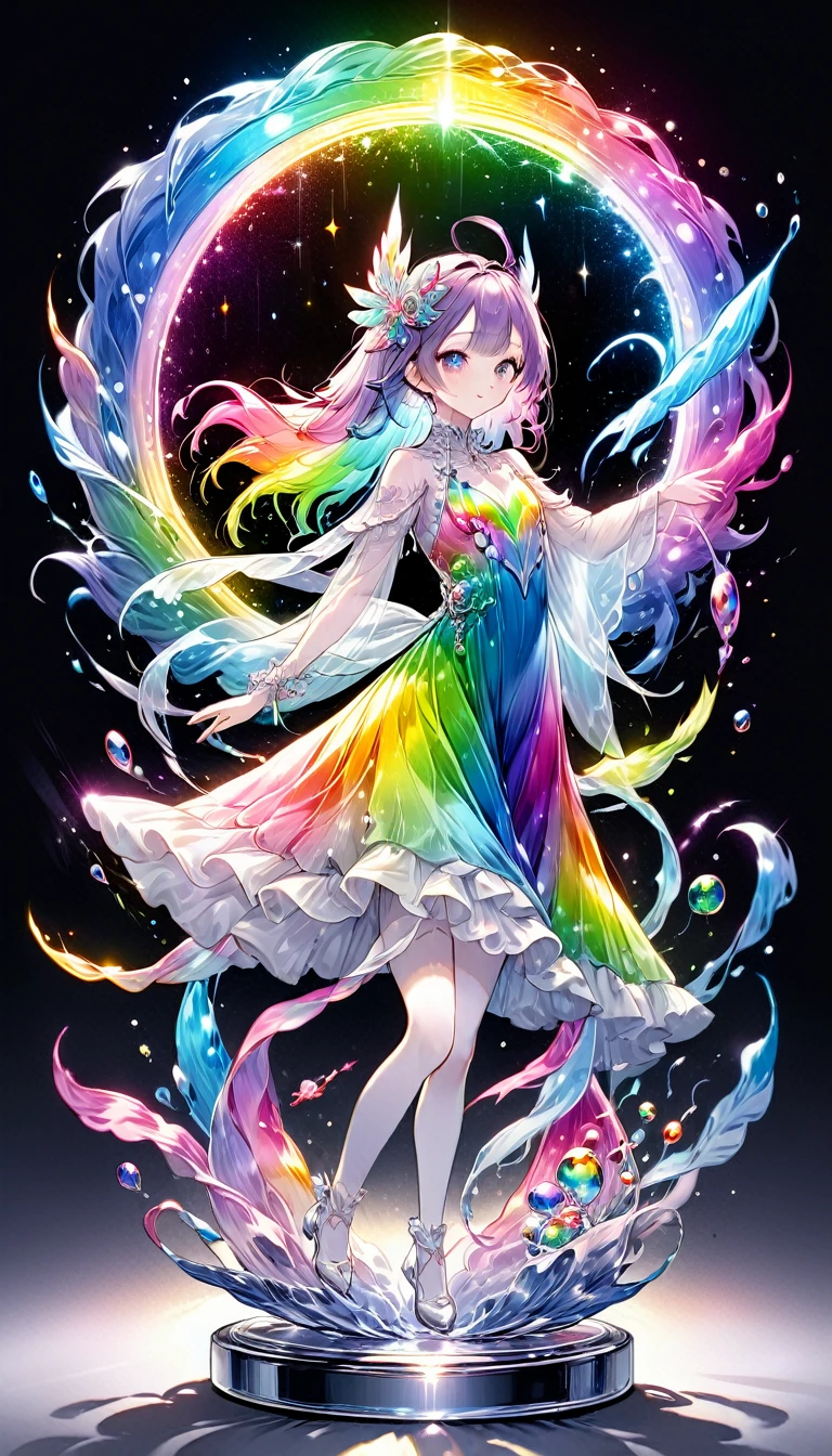 The rainbow-colored sea、Feel the summer、Highest quality, Super Fine, 16K, Incredibly absurd, Very detailed, delicate and dynamic, Multiple Translucency, Rainbow Magic Circle, ,, Prism special effects, mirror, illumination, Swirling dark aura, And beyond the universe,masterpiece．16K, Ultra-high resolution, Ultra-high resolution, to be born,wonderful ,future、Iridescent、The world 30 years from now。