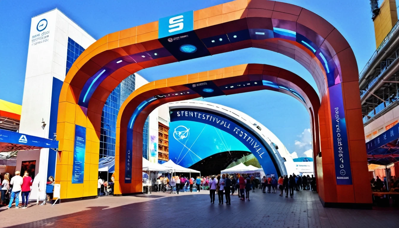 , , Technology elements,Space station elements, A cool archway, Arch entrance,Art and Food Festival,Gorgeous digital colors