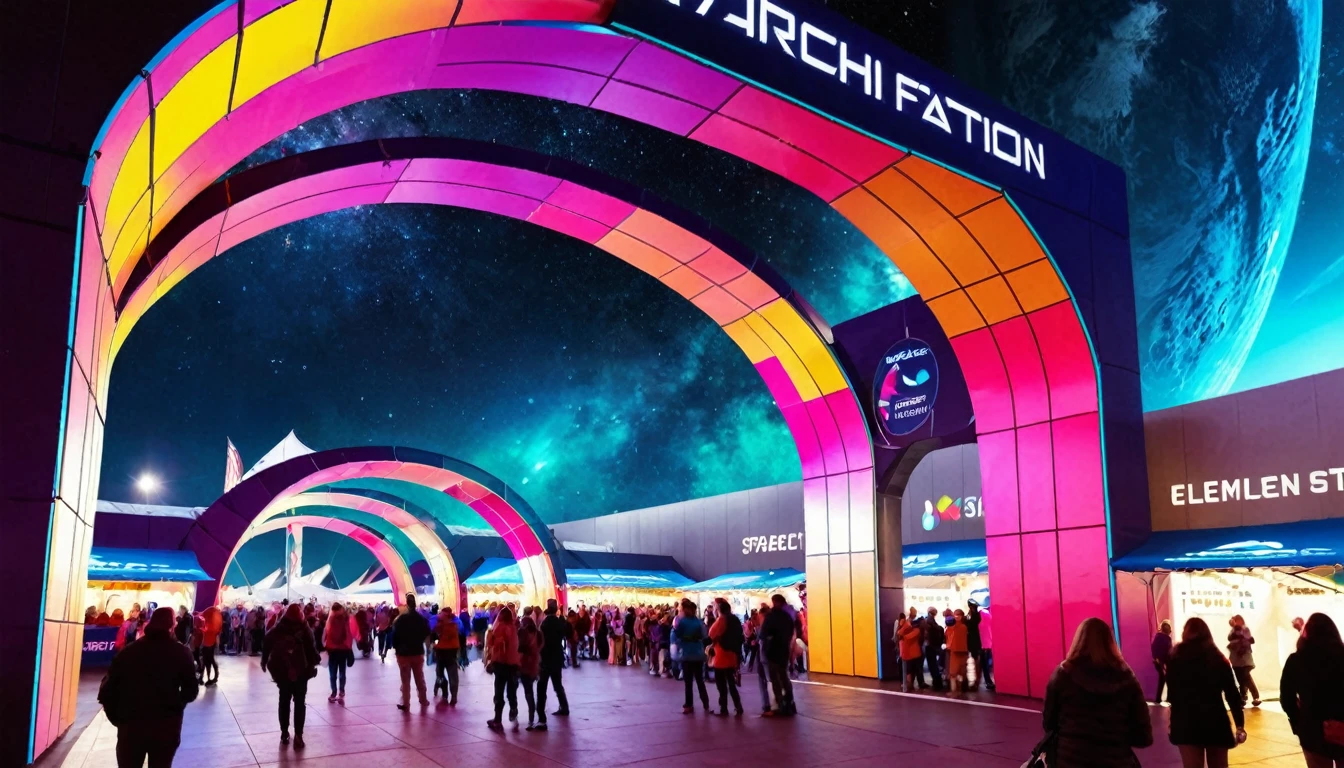 , , Technology elements,Space station elements, A cool archway, Arch entrance,Art and Food Festival,Gorgeous digital colors
