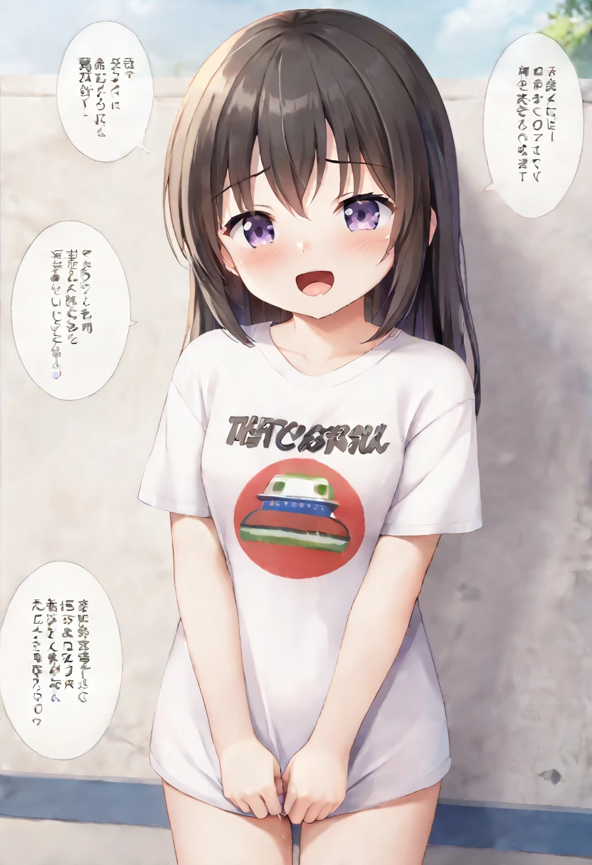 masterpiece, best quality, extremely detailed, anime, A girl wearing a Snoopy T-shirt ,tries to eat nuts.