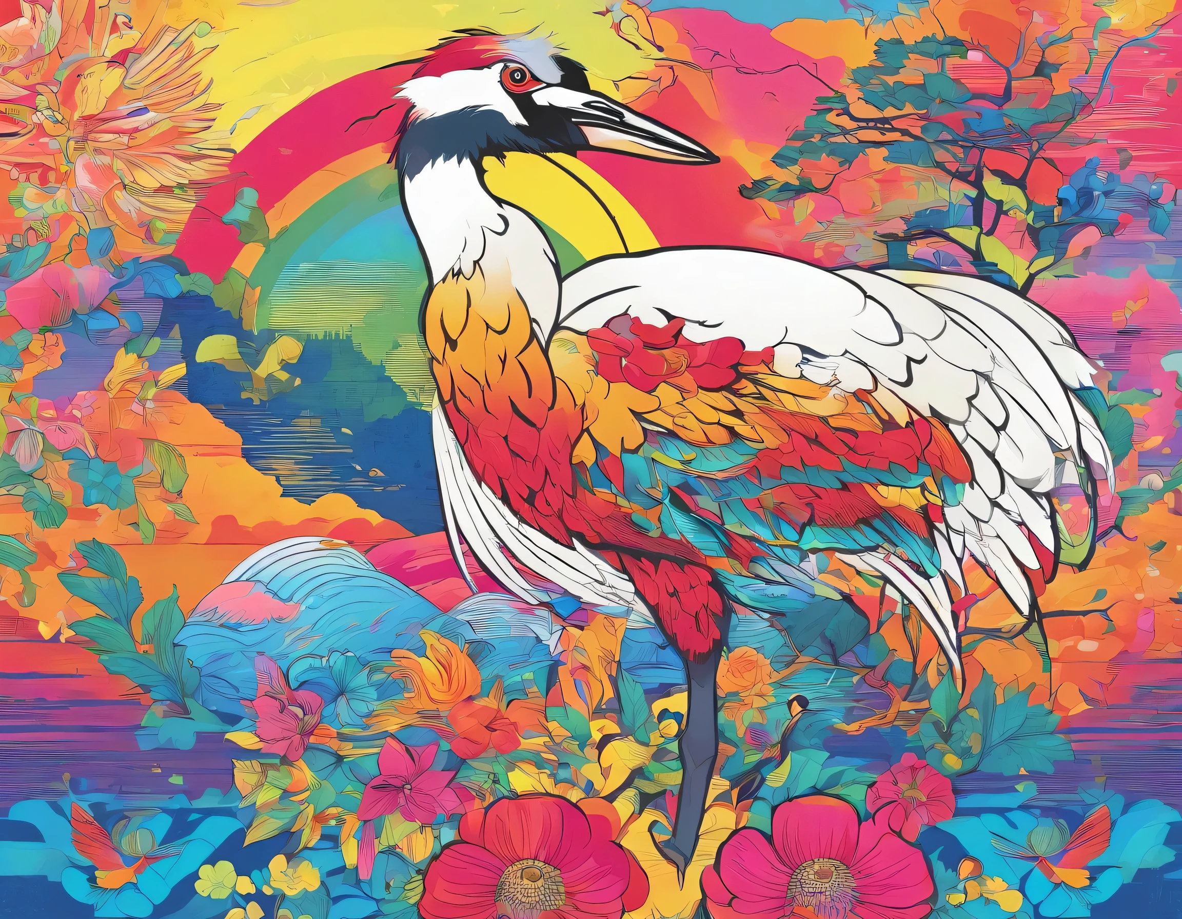 Illustration of "Tsuruga," a lucky charm in Japan


The crane is a rainbow-colored design with gradation


Very gorgeous

The crane,
A gorgeous design that brings happiness to the viewer

Pretty cool
chic and modern design

White background

4k