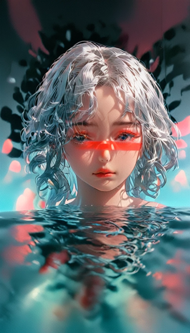 longeyelashes, solid circle eyes, silver hair, half-closed eyes, sad, drop shadow, anaglyph, stereogram, tachi-e, atmospheric perspective, wide shot, reflection light, 8k, super detail, best quality, anatomically correct